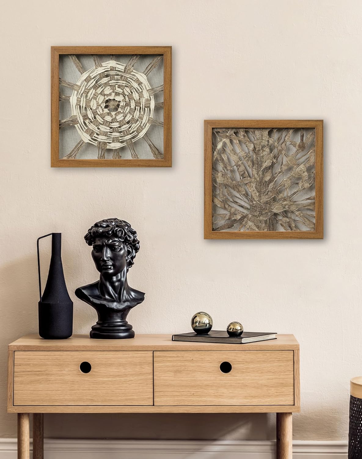 FOLKOR Abstract Wall Art Decor for Home Apartment, 12" Handmade Paper Shadow Box Artwork, Geometric Wall Hanging Plaque for Living Room Bedroom Coffee Book Shop Birthday Housewarming Wedding Gift