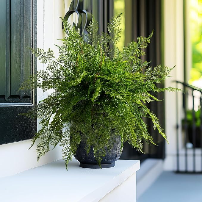 4PCS Lifelike Fake Fern Plants UV Resistant Artificial Boston Ferns for Outdoor Indoor Large Fake Greenery Plants No Wither for Front Porch Garden Window Home Decoration