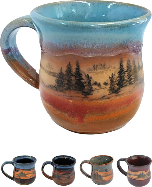 Handmade Ceramic Coffee Mug - Always Azul Mountain Scene 14oz Coffee Mug - Oven, Dishwasher, & Microwave Safe Mug - Kitchen Essentials Made in Colorado, Indian Summer