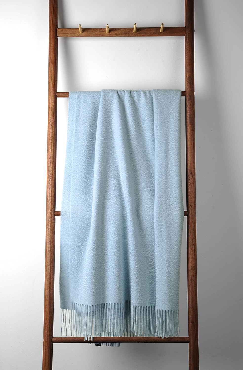 EP Mode 100% Pure Cashmere Throw Blanket for Sofa, Classic Design with Gift Box (Baby Blue)