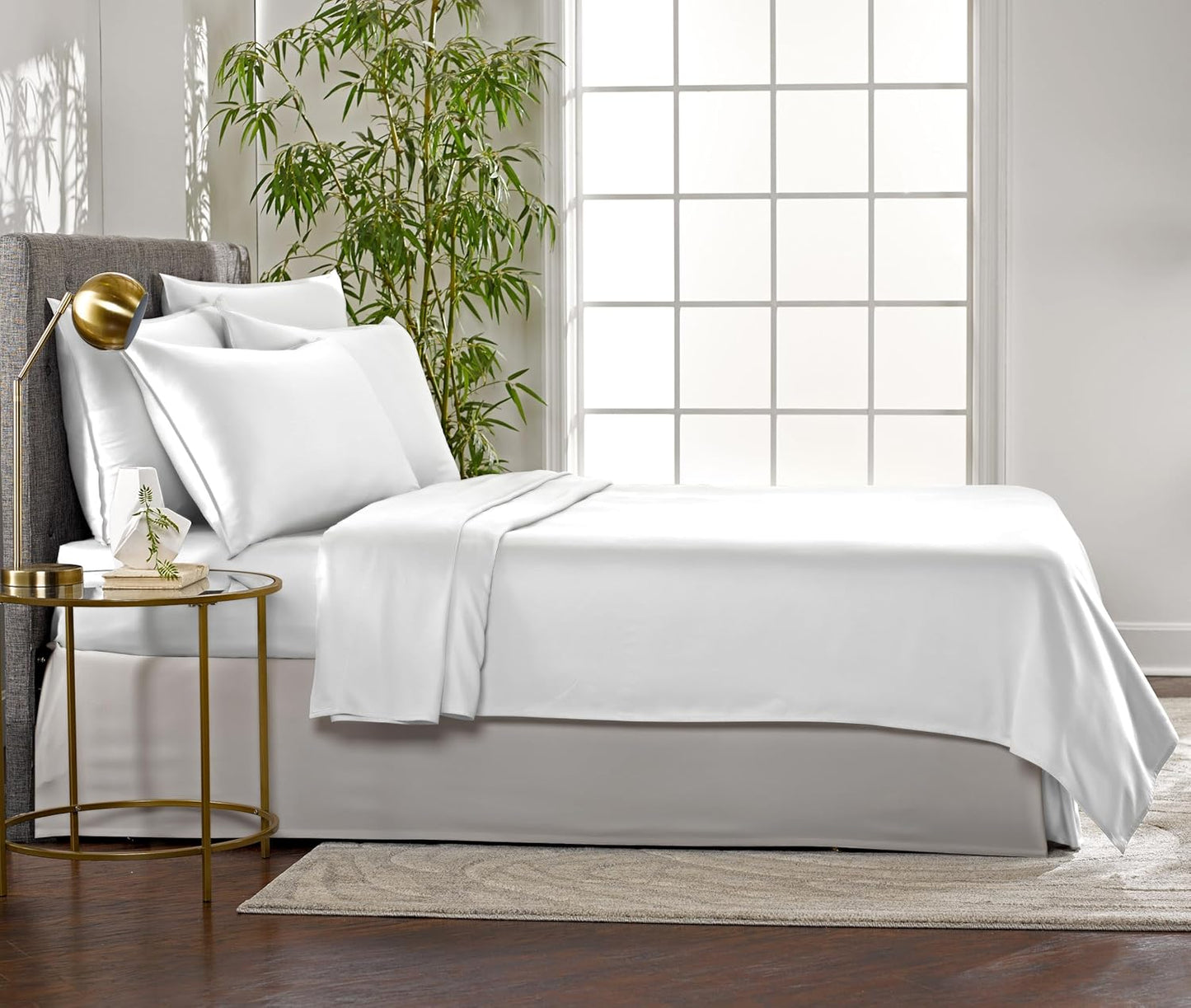 Full Sheets by Pure Bamboo, Genuine 100% Organic Viscose Derived from Bamboo Bed Sheet Set, Luxuriously Soft & Cooling, Double Stitching, Lifetime Quality Promise (Full, White)