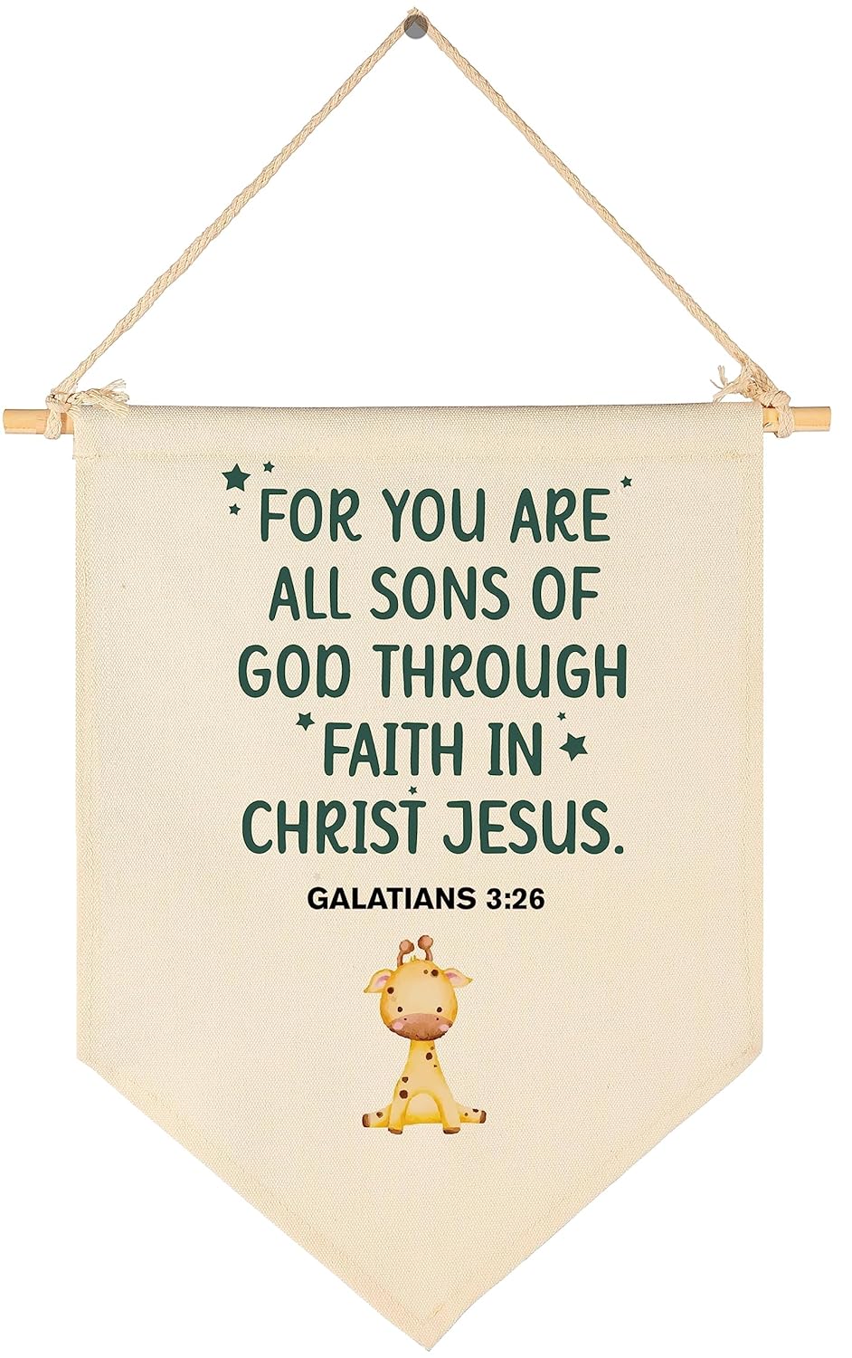 for You Are All Sons of God-Bible Verse Sign-Scripture Decor-Flag Decor Gift For Baby Boys Newborn Kids- Banner Wall Sign Gifts For Nursery Baby Room Playroom Bedroom Front Door