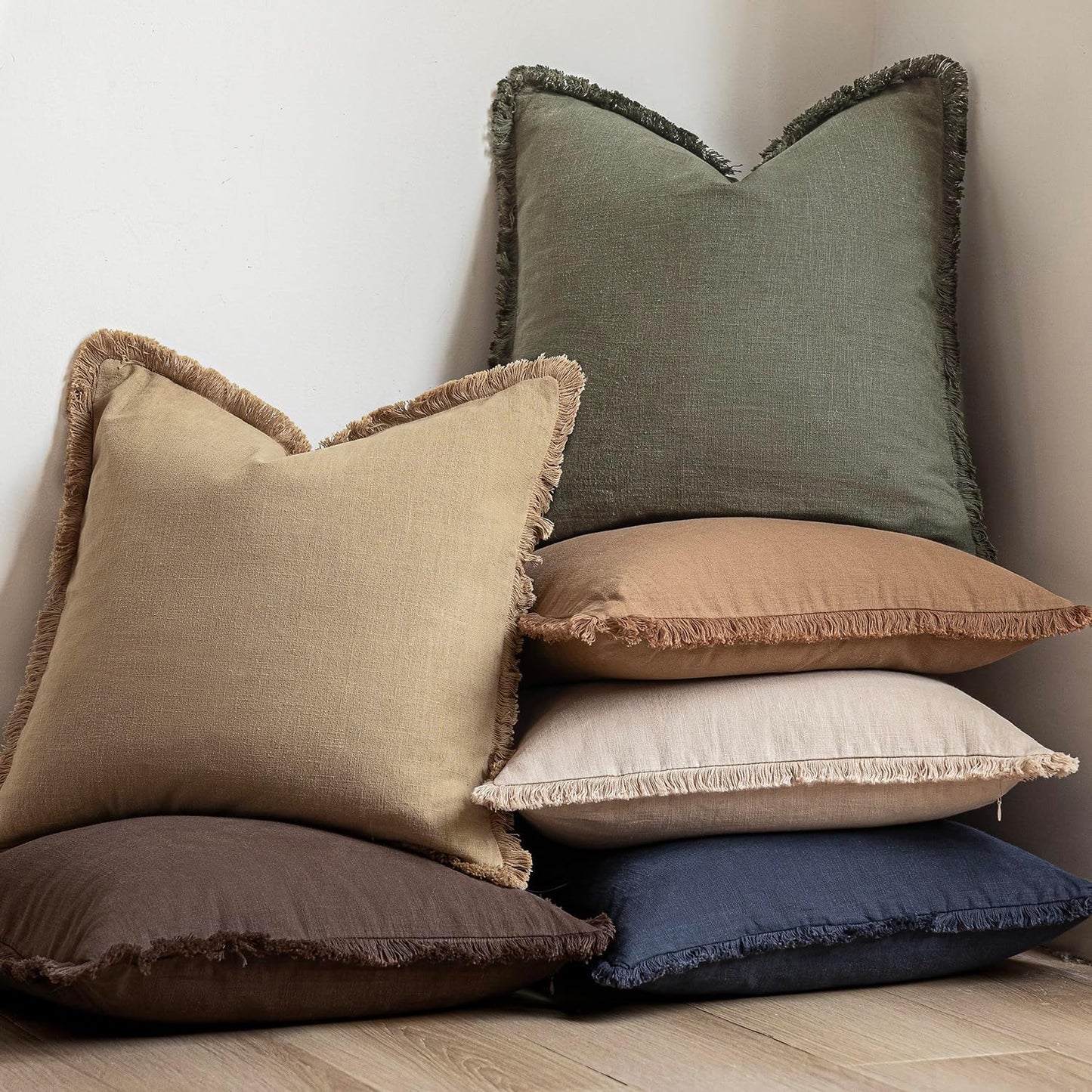 Foindtower Decorative Linen Fringe Lumbar Throw Pillow Covers Cozy Boho Farmhouse Cushion Cover with Tassel Soft Accent Pillowcase for Sofa Bed Living Room Home Decor, 12×20 Inch, 1PC,Reddish Brown