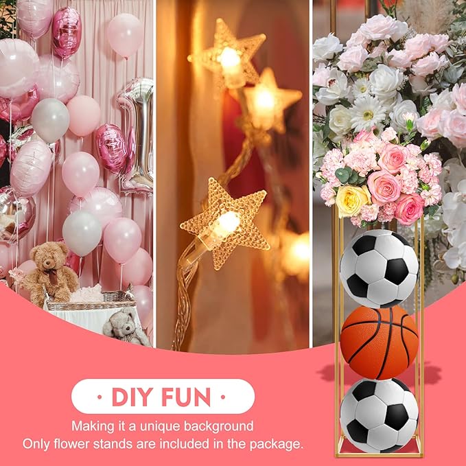 10pcs Gold Flower Stand,31.4'' Metal Column Flower Stand,Gold Centerpieces for Table Wedding Party,Tall Geometric Floral Vase Stands, Flower Rack