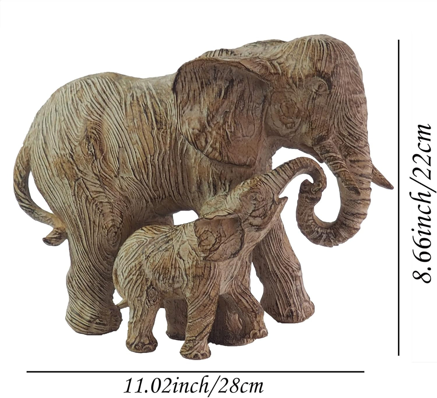 Hymmah 11 * 9inch Elephant Home Decor Statue Rustic Home Decorations for Living Room, Boho Sculpture Resin Animal Collectible Figurines for Indoor Decor