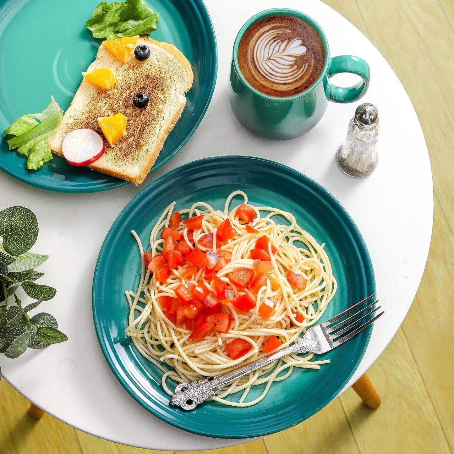 Hasense Ceramic Dinner Plates Set of 4, 10 Inch Premium Dinnerware Dishes, Salad Serving Plates Elegant & Durable, Oven, Microwave & Dishwasher Safe, Perfect for Family and Entertaining,Gradient Green