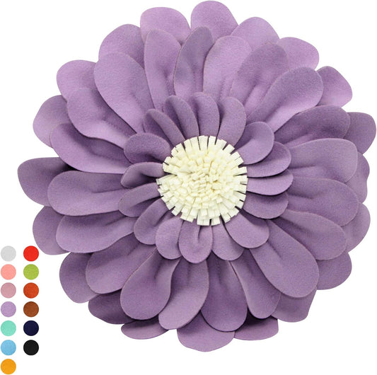 Decorative 3D Happy Daisy Flower Throw Pillow - Patented Shape Design for Home Decor - Round, Soft & Cozy Cushion for Couch & Bed