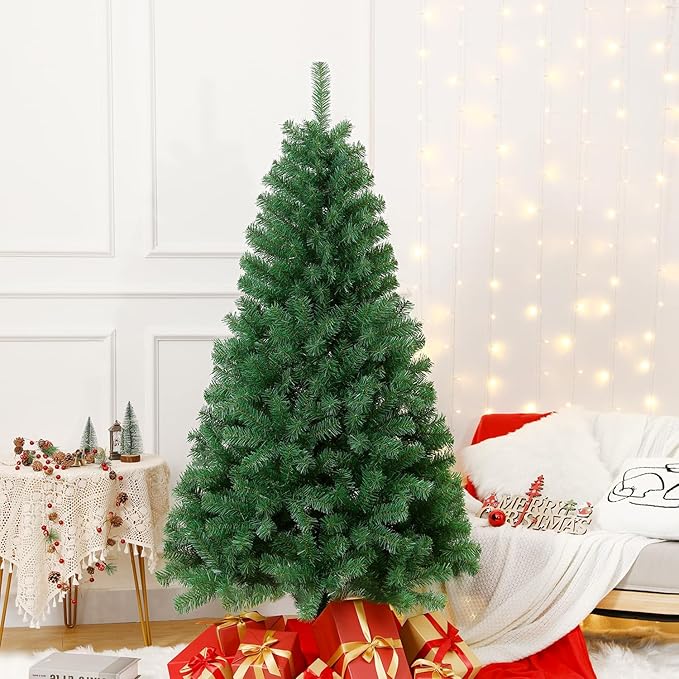 ULICO 4ft Artificial Green Christmas Tree,Premium Spruce Xmas Tree with 450 Branch Tips, Fake Christmas Tree with Foldable Metal Base Stand,Home, Office,Party Decoration