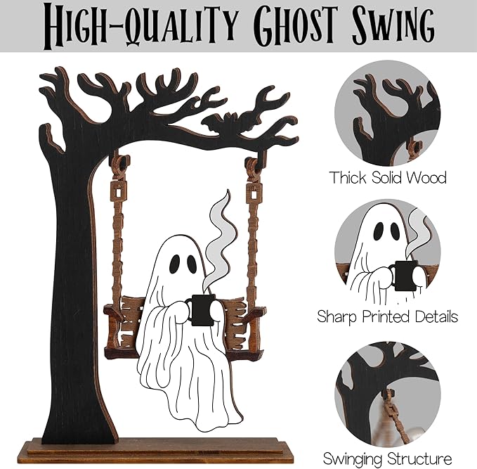 Spooky Home Decor, Cute Halloween Kitchen Dercorations, Gothic Fall Decor For Window Decorations Indoor & Outdoor Party, Halloween Gifts for Women (Ghost)