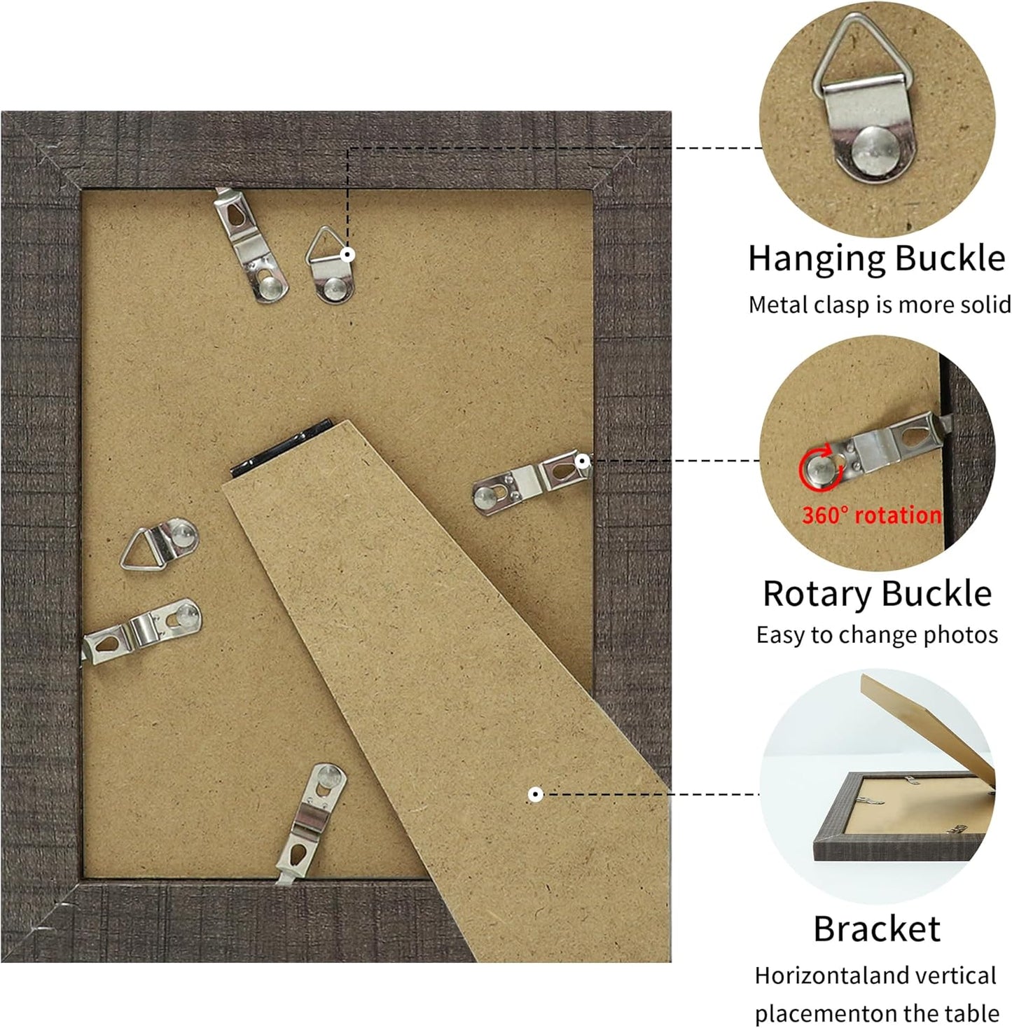iRahmen 5x7 Picture Frame Set of 2 with HD Glass, Display Picture 4x6 with Mat or 5x7 Without Mat, Rustic Wood Photo Frames for Wall Mount or Tabletop Display