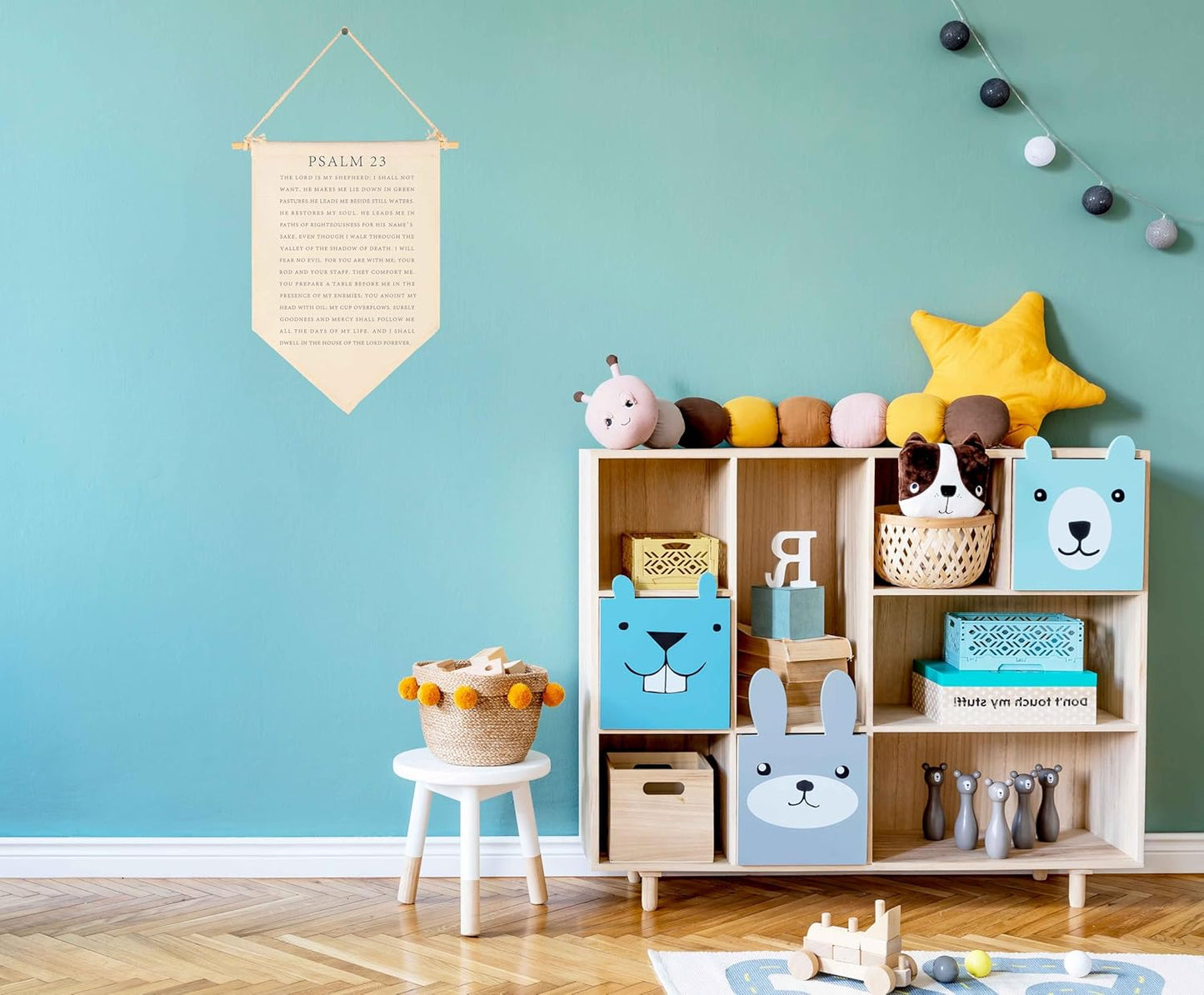 Bible Verse Hanging Flag Decor-Living Room Bedroom Front Door Sign-Christian Farmhouse Decor- Psalm 23-Housewarming Gift-Scripture Banner Gift