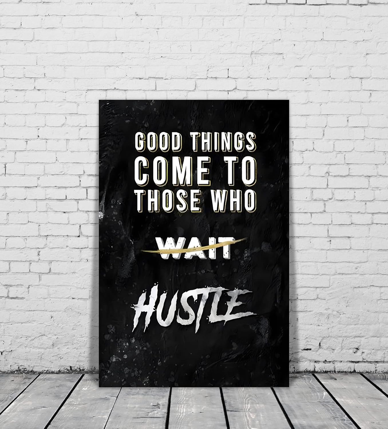 Black and White Letter Good Things Comes After Those Who Hustle Inspirational Posters and Prints Motivational Quote Art Wall Pictures for Living Room Office Framed Easy to Hang-24 Wx36 H