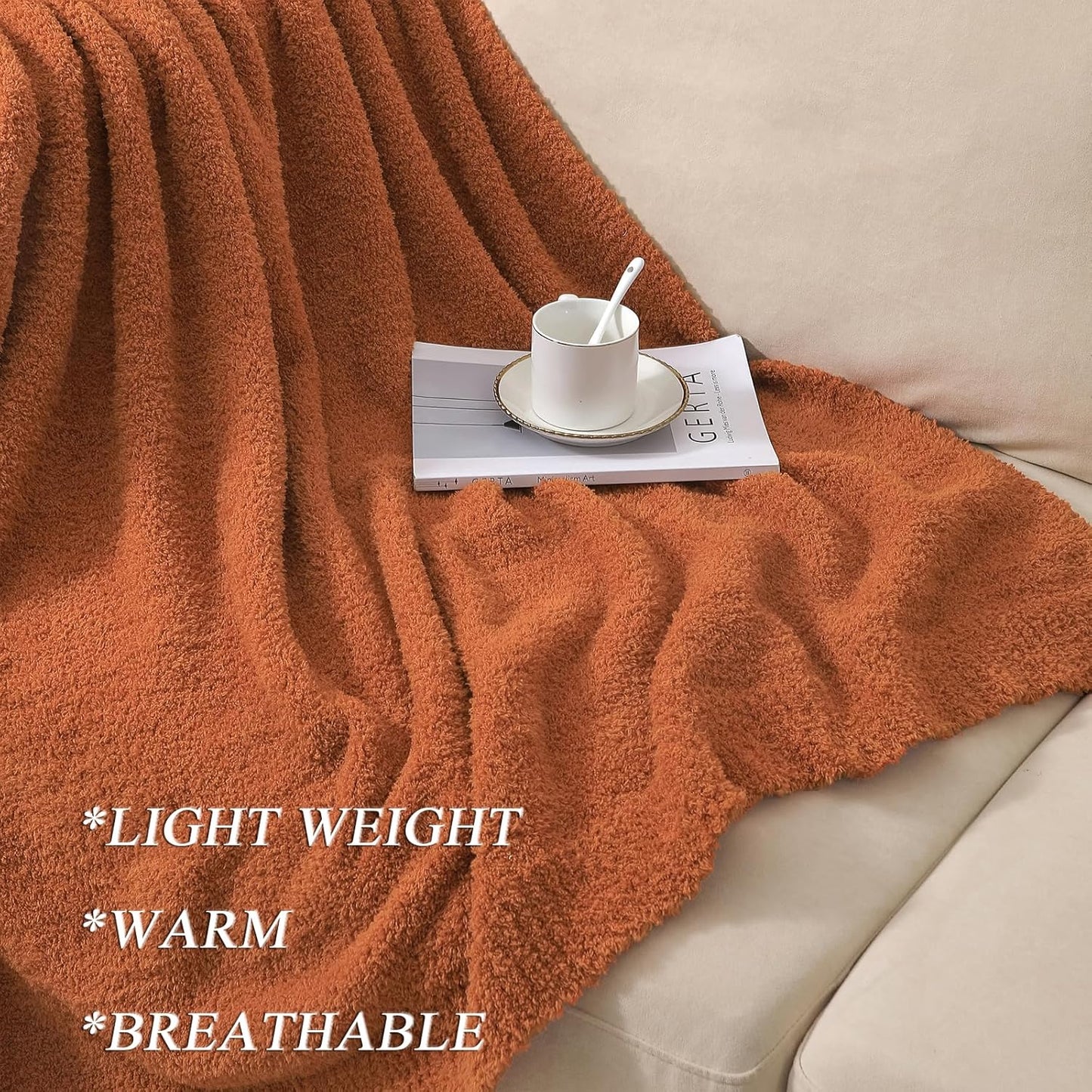 bearberry Super Soft Fall Throw Blanket Lightweight Cozy Warm Throw Blankets for Couch Bed Sofa All Season (Caramel, 40”x50”)
