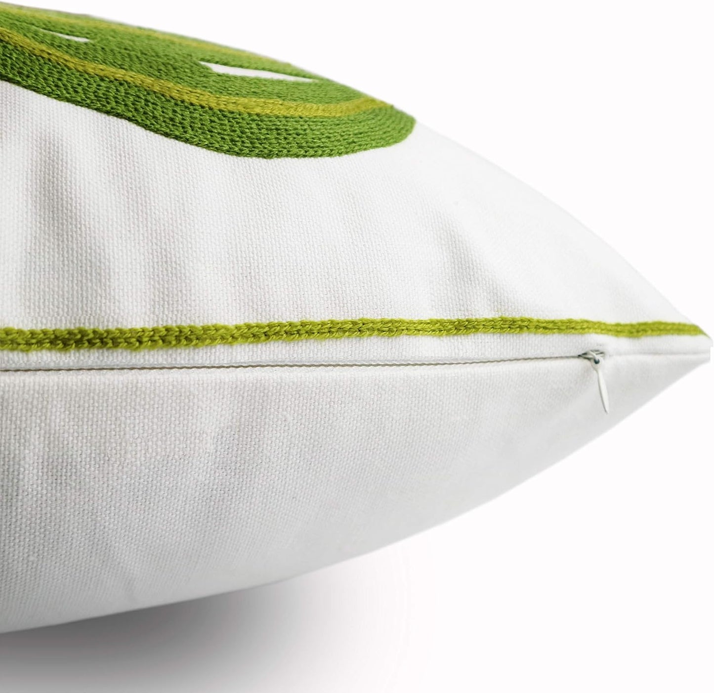 Embroidery Throw Pillow Cover 18x18 Home Decor Green Leaf Floor Pillow Cover for Couch 100% Cotton Cushion Cover Pillowcase Tropical Monstera Leaves Embroidered 45x45cm, 1 Piece