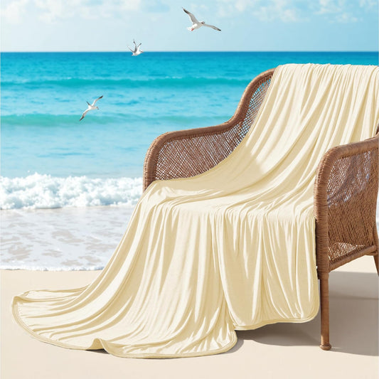 Degrees of Comfort Lightweight Breathable Cooling Blanket for Hot Sleepers- Double Side Summer Thin Cozy Blanket for Adults Kids, Oeko-TEX 100% Certified(Beige, 50"x70")
