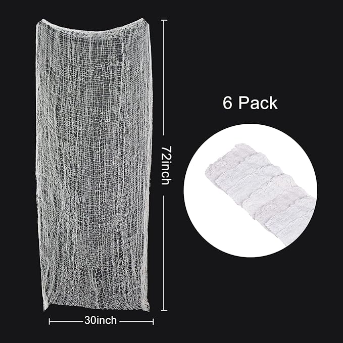 6 Pack Halloween White Creepy Cloth - Halloween Decorations Clearance - 30X72 Inch Spooky Fabric Cloth for Haunted House - Creepy and Spooky Halloween Decorations for Party Outdoor Or Indoor