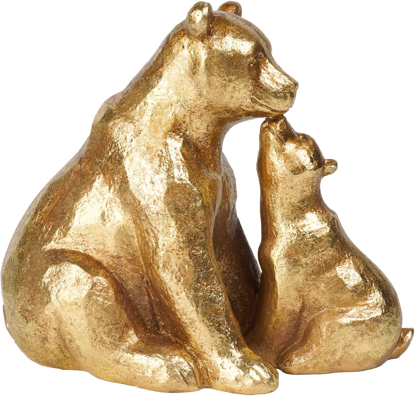 Guichifun Kissing Bear Statues Collectible Figurines - Resin Gold Mother and Baby Bear Statues for Home Decor Modern for Livingroom Bedroom for Mother 8 x 4 x 6.5 Inch