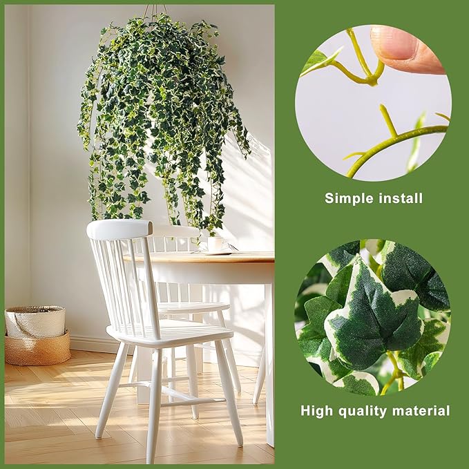 2PCS Fake Plants Decor,Artificial Morning Glory for Home Decor Indoor,Fake Ivy Plants Realistic Faux Plants Indoor for Home Living Room Bedroom Office Decoration
