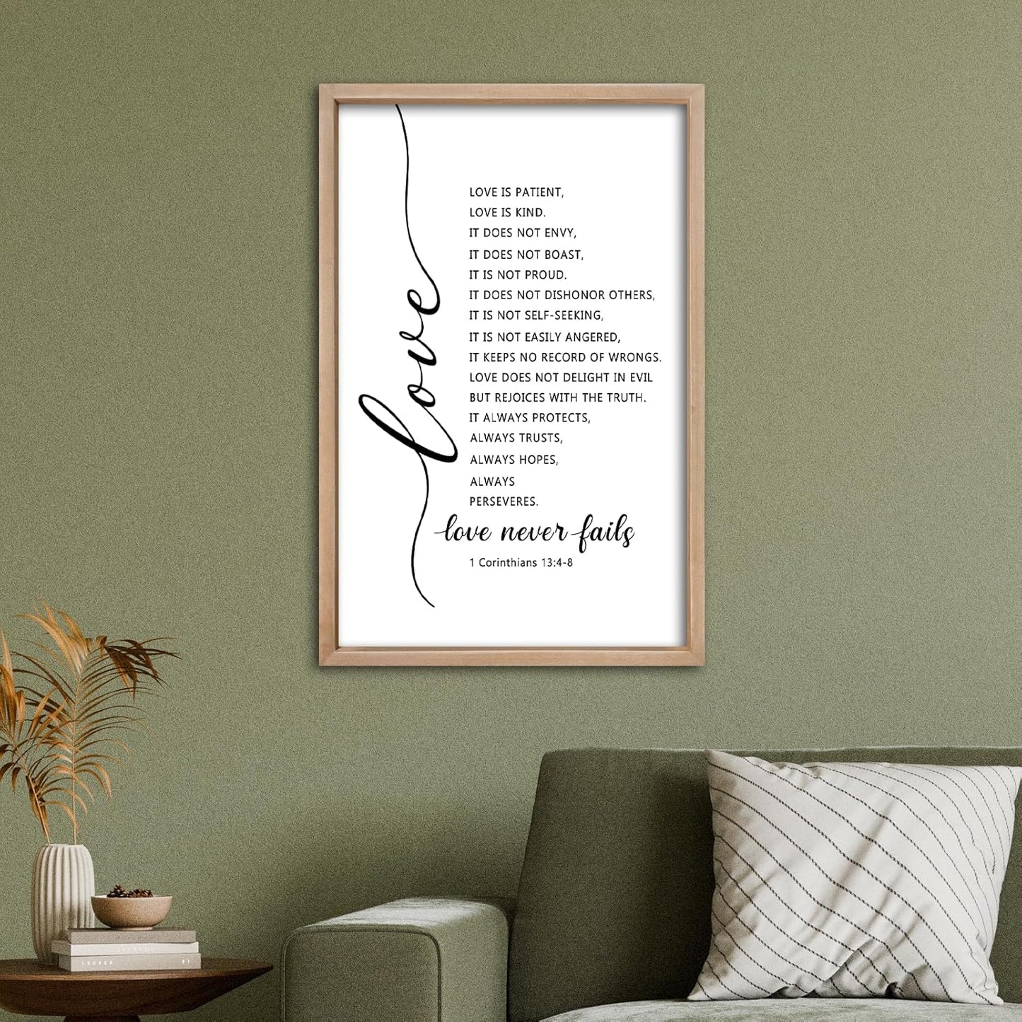 comurdyo Love Is Patient Love Is Kind 1 Corinthians 13 Christian Family Wall Art Decor 11''×16'' Scripture Inspirational The Lords Prayer Quotes Sign Home Bedroom Living Room Wall Hanging (Wood)