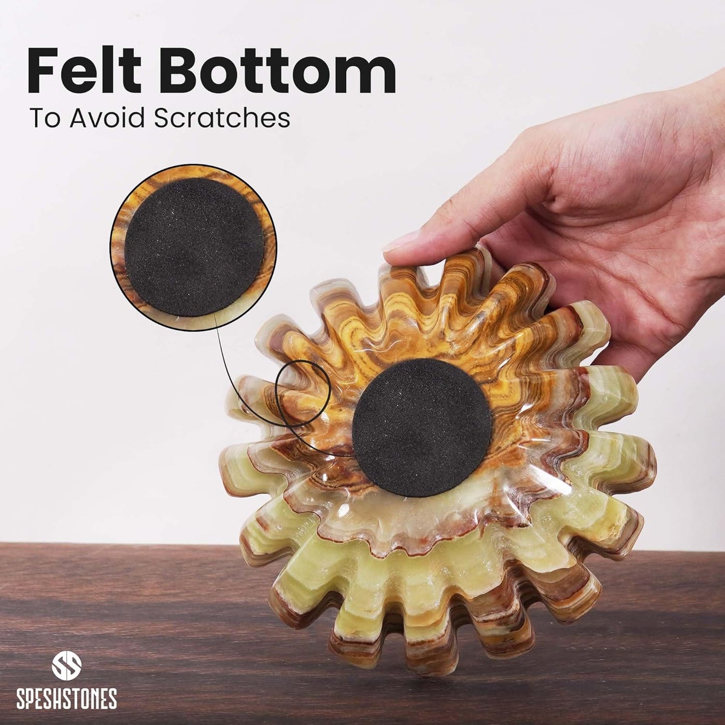 Marble Ruffle Bowl 6 Inch Green Decorative Candy bowls for Modern Home Decor and kitchen accessories, Key Bowl for Entryway Table Centerpieces