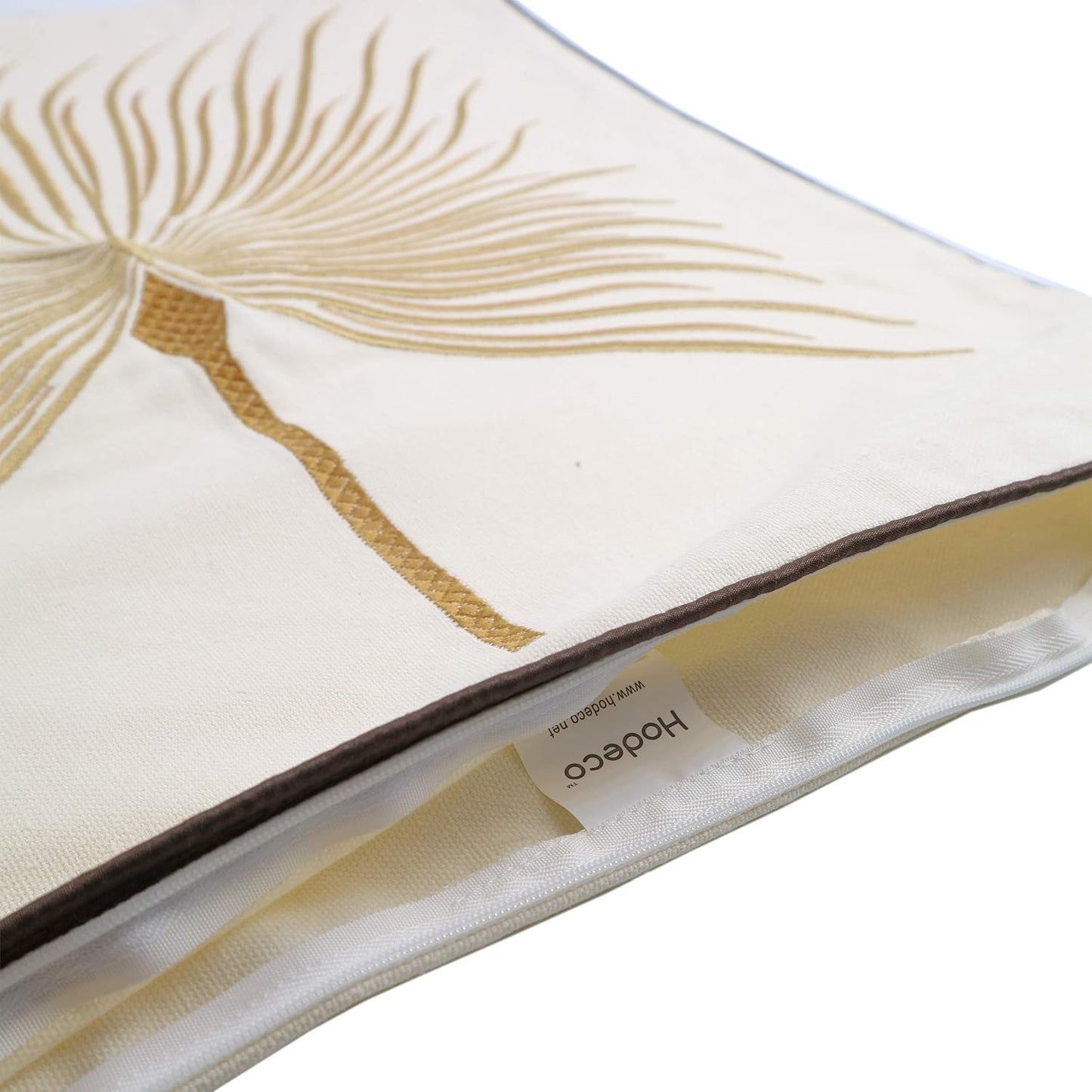 Embroidery Throw Pillow Covers 18x18 Home Decor Fine Thread Dandelion Flower Pillow Cover for Couch Bedroom Chair 100% Cotton Canvas Floral Cushion Cover 45x45cm, Beige Pack of 2