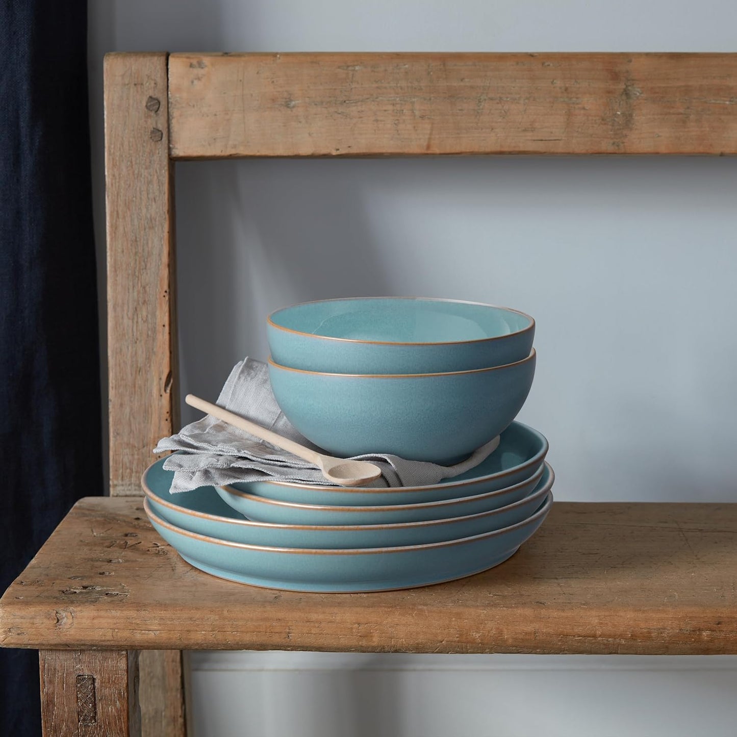 Denby - Azure Coupe Dinner Plate - 10.25in Single Large Dinnerware, Lunch Plates For Everyday Use - Blue Ceramic Stoneware Tableware - Dishwasher & Microwave Safe - Scratch Resistant