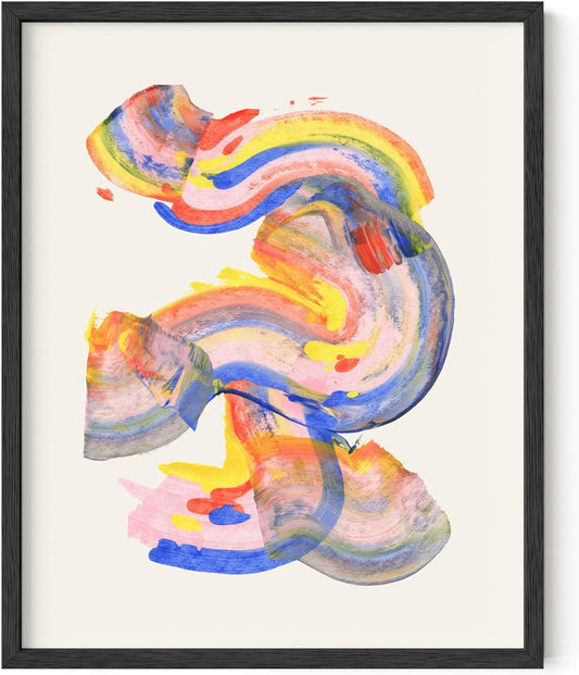 HAUS AND HUES Colorful Abstract Wall Art - Minimalist Retro Picture for Living Room Decor, Red and Pink Modern Wall Art Painting (Abstract Watercolor Swirls, Unframed, 16x20)