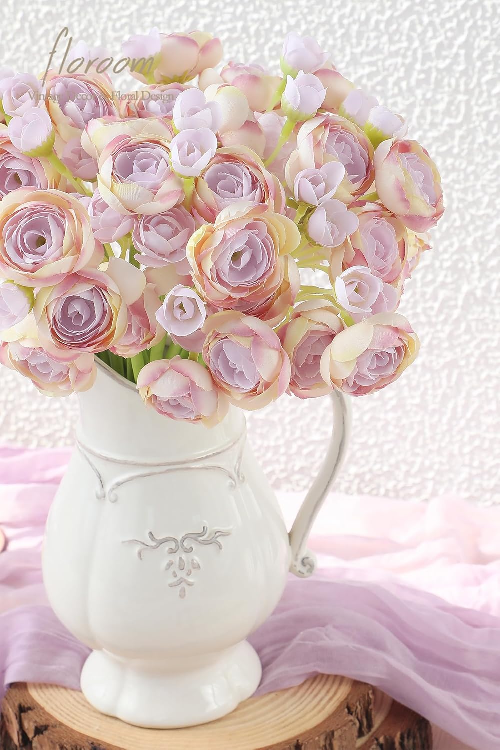 Floroom Ranunculus Artificial Flowers 18 Pcs Lilac Faux Silk Mini Ranunculus Bulk Fake Wedding Filler Flowers for DIY Bouquets, Centerpieces, Bridal Shower Decorations & Arrangements