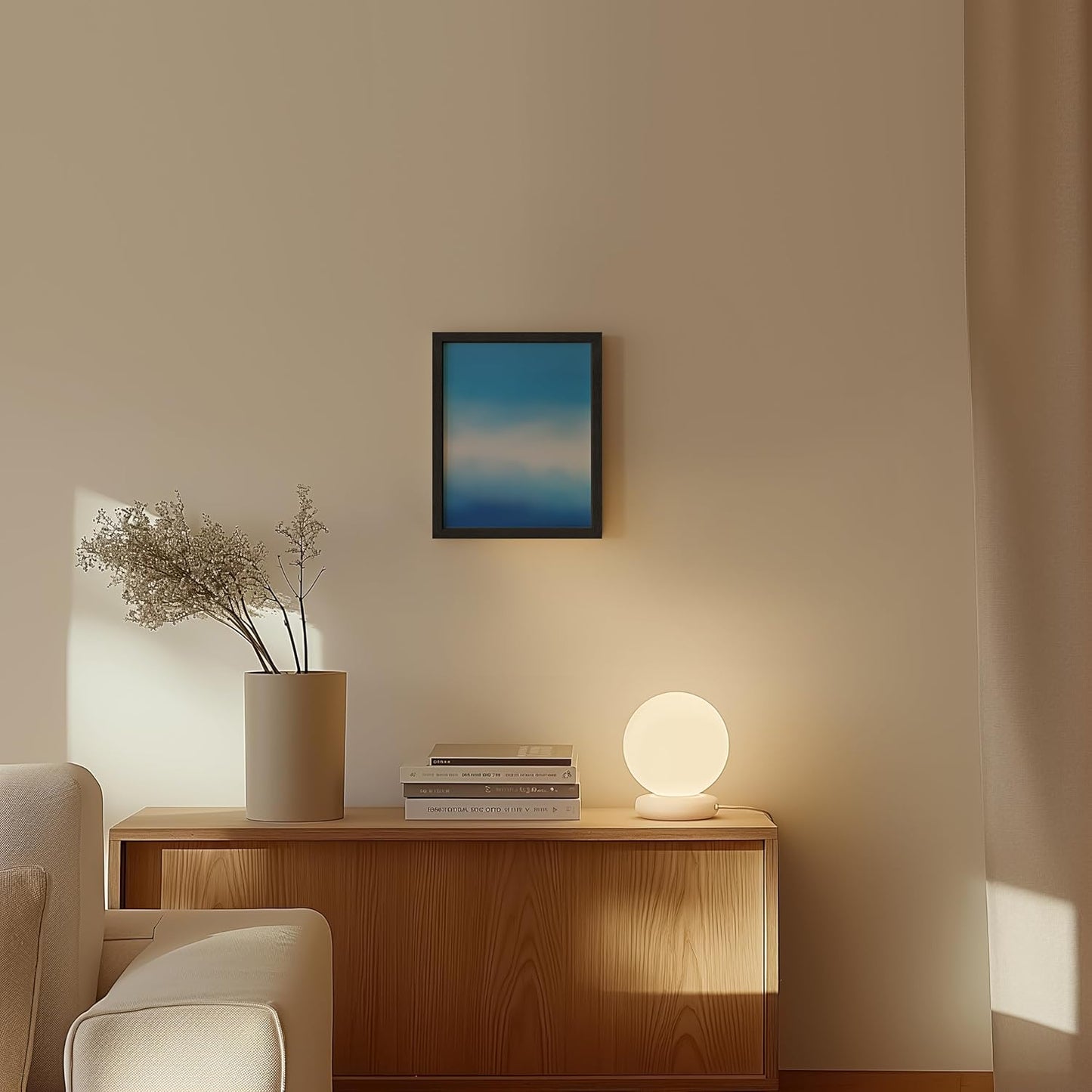 HAUS AND HUES Modern Abstract Wall Art - Blue and Green Living Room Art, Modern Artwork for Walls, Minimalist Picture for Living Room(Blue Tie-Dye, Unframed, 8x10)