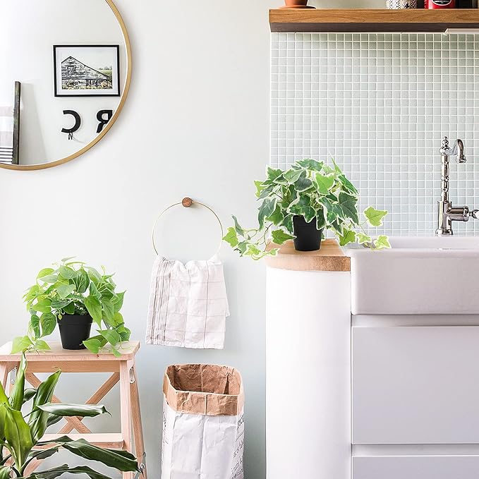 2 Pack Fake Plants Decor, Artificial Plants for Home Decor Indoor, Fake Ivy Potted Plants for Shelf Decor Realistic Faux Plants Indoor with Pot for Home Living Room Bedroom Office Decoration