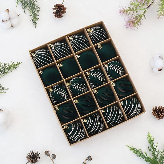 20PCS Velvet Ornaments for Christmas Tree, 2.36INCH Glitter Flocked Christmas Ornaments Decorations Balls Set Decor