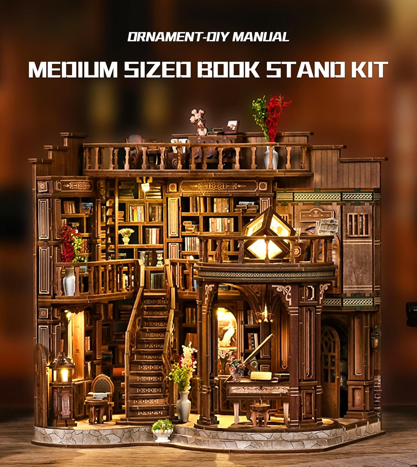 DIY Dollhouse Miniature House Kit,DIY Kit Mini House Model,1:24 Scale Creative Doll House Best Christmas Birthday Gift for Lovers Boys and Girls. (Dreamy Book Hall)