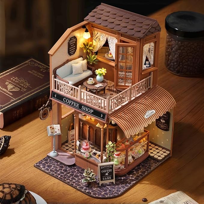 TuKIIE DIY Miniature House Kit with Furniture, 1:24 Scale Creative Room Wooden Mini Dollhouse Plus Dust Proof & Music Movement for Kids Teens Adults(Encounter with Time)