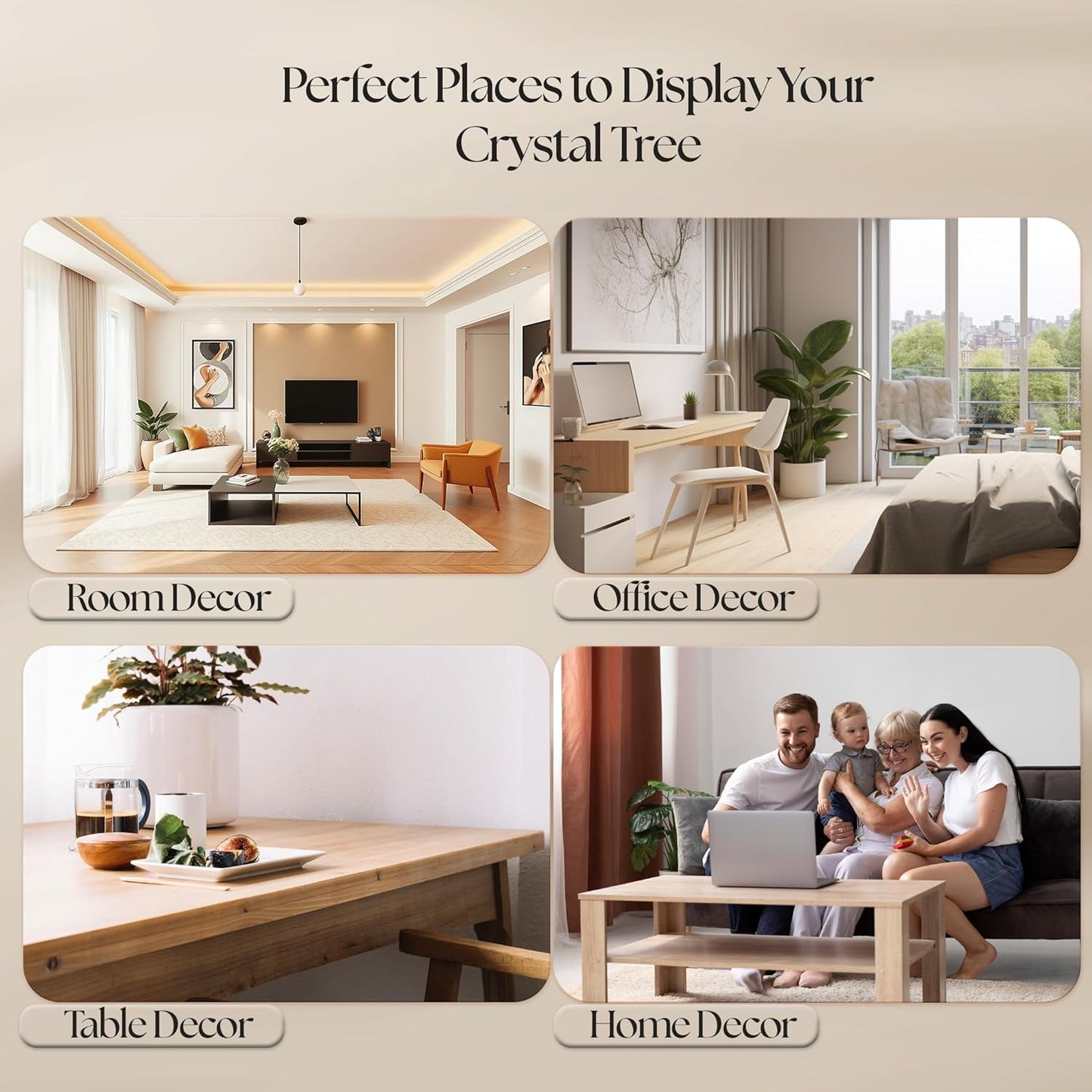 Healing Crystals Gemstones - 7 Chakra Tree of Life, Handmade Feng Shui Luck Figurine, Chakra Chacra, Spiritual Good Luck Abundance Gift, 10-12 Inch