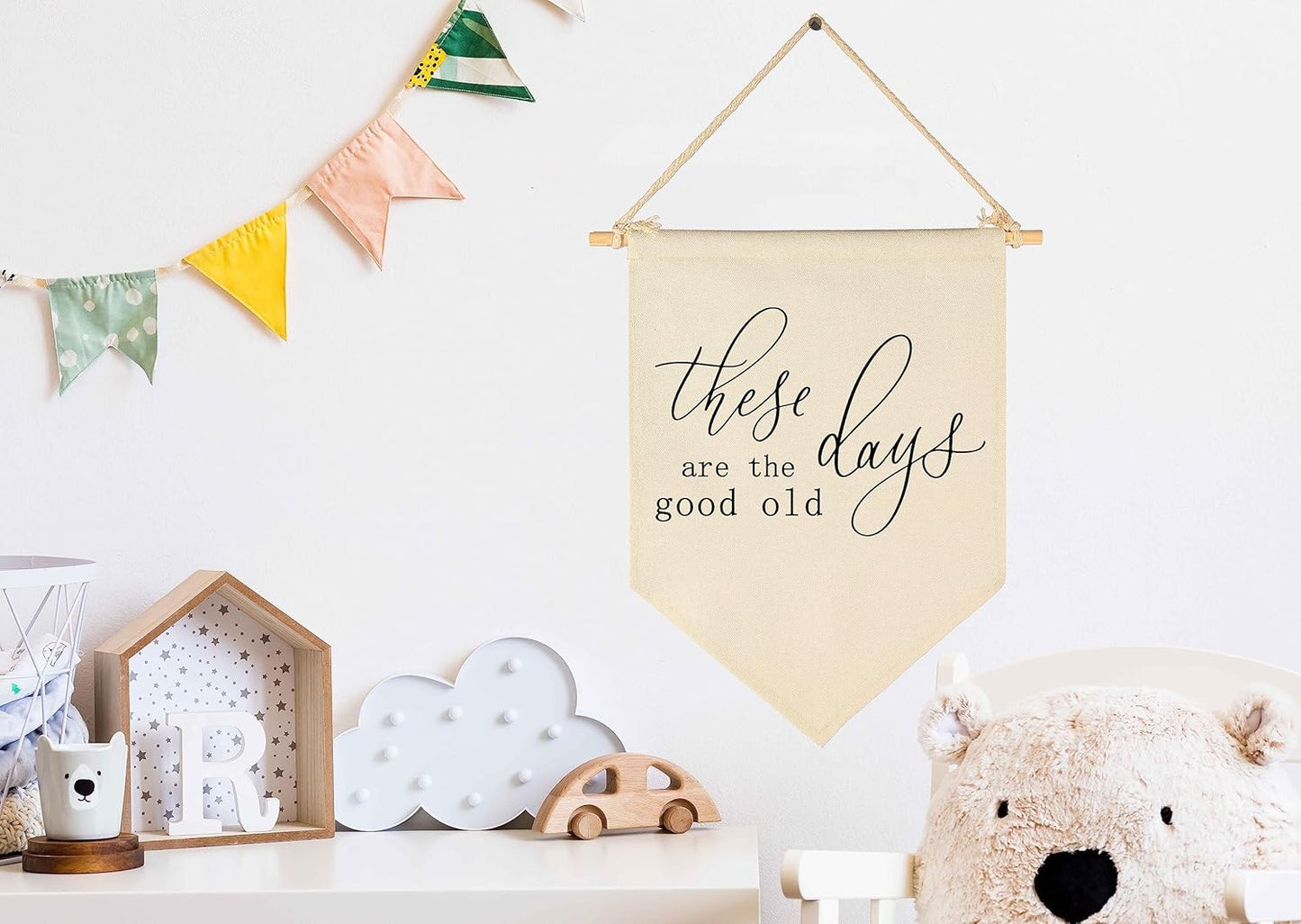 Inspirational Vintage Flag Decor-These Are The Good Old Days-Positive Home Living Room Wall Signs-Above Couch Wall Art-Front Door Hanging Banner-Bedroom Dorm Decor-Housewarming Gift-Farmhouse Decor