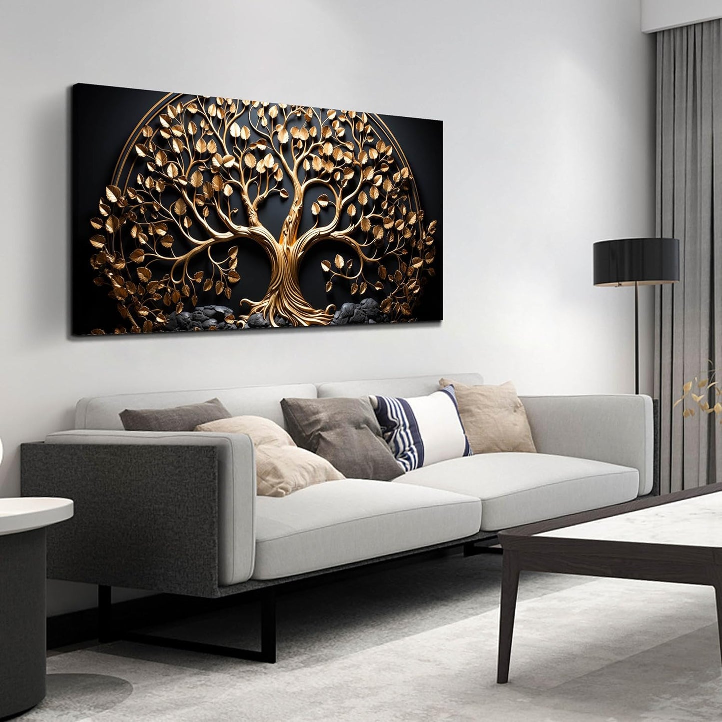 Gold Tree Wall Art for Office Gold Pictures for Wall Living Room Vintage Wall Decor Bedroom Size 24" x 48"