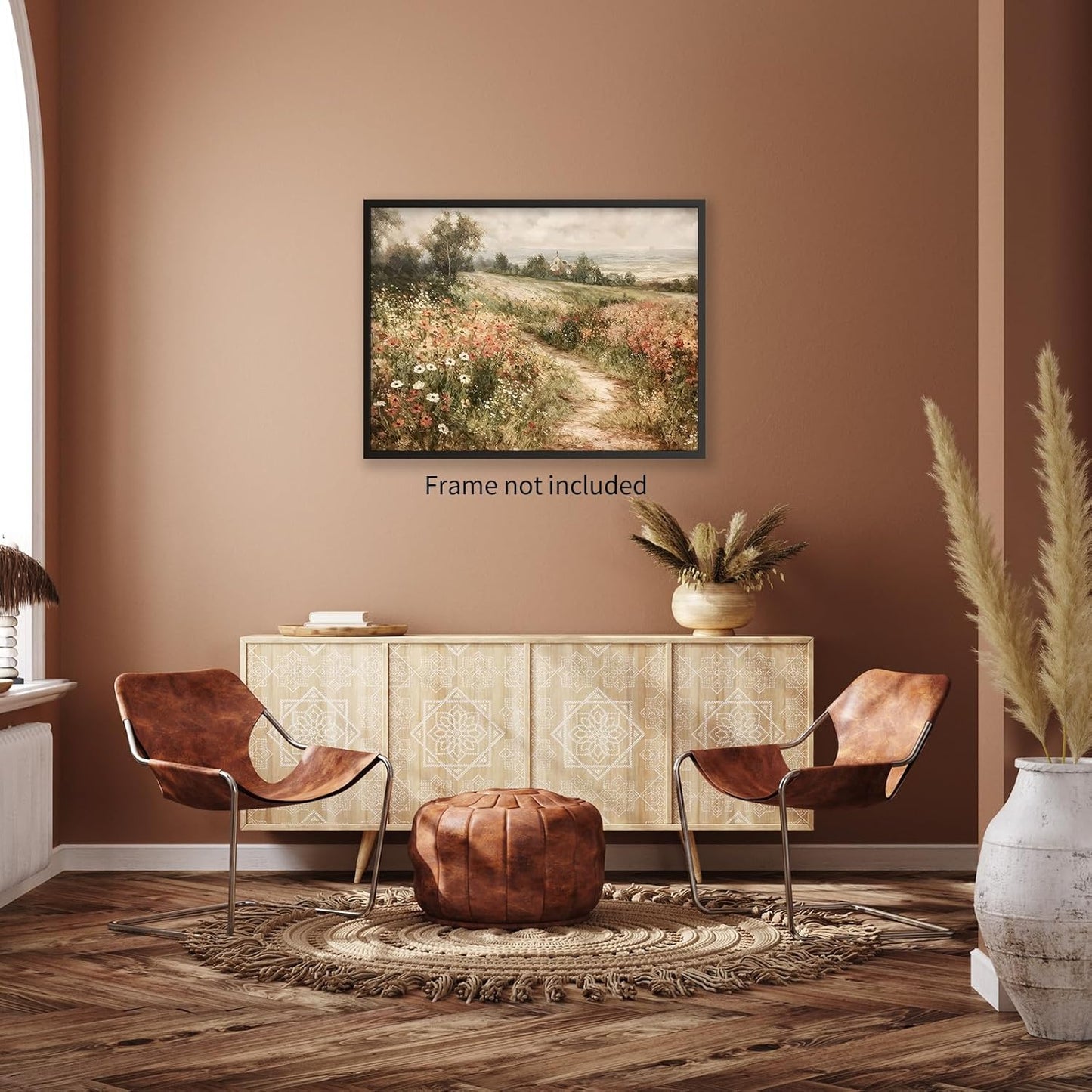 Haitunone Landscape Wildflower Wall Art Nature Botanical Floral Posters Retro Cottagecore Plant Paintings Canvas Prints for Farmhouse Living Room Wall Decor 12x16 inch Unframed