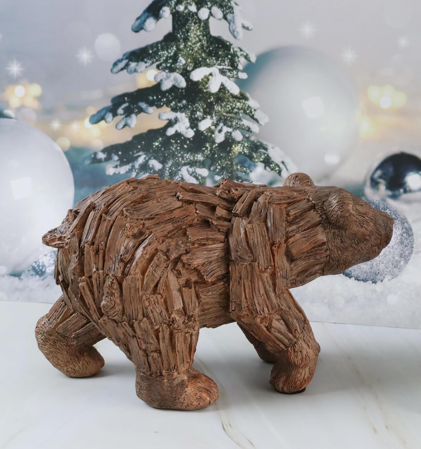 Hymmah Brown Bear Statue Home Decor Statue Rustic Home Decorations for Living Room, Boho Sculpture Resin Animal Collectible Figurines for Indoor Decor