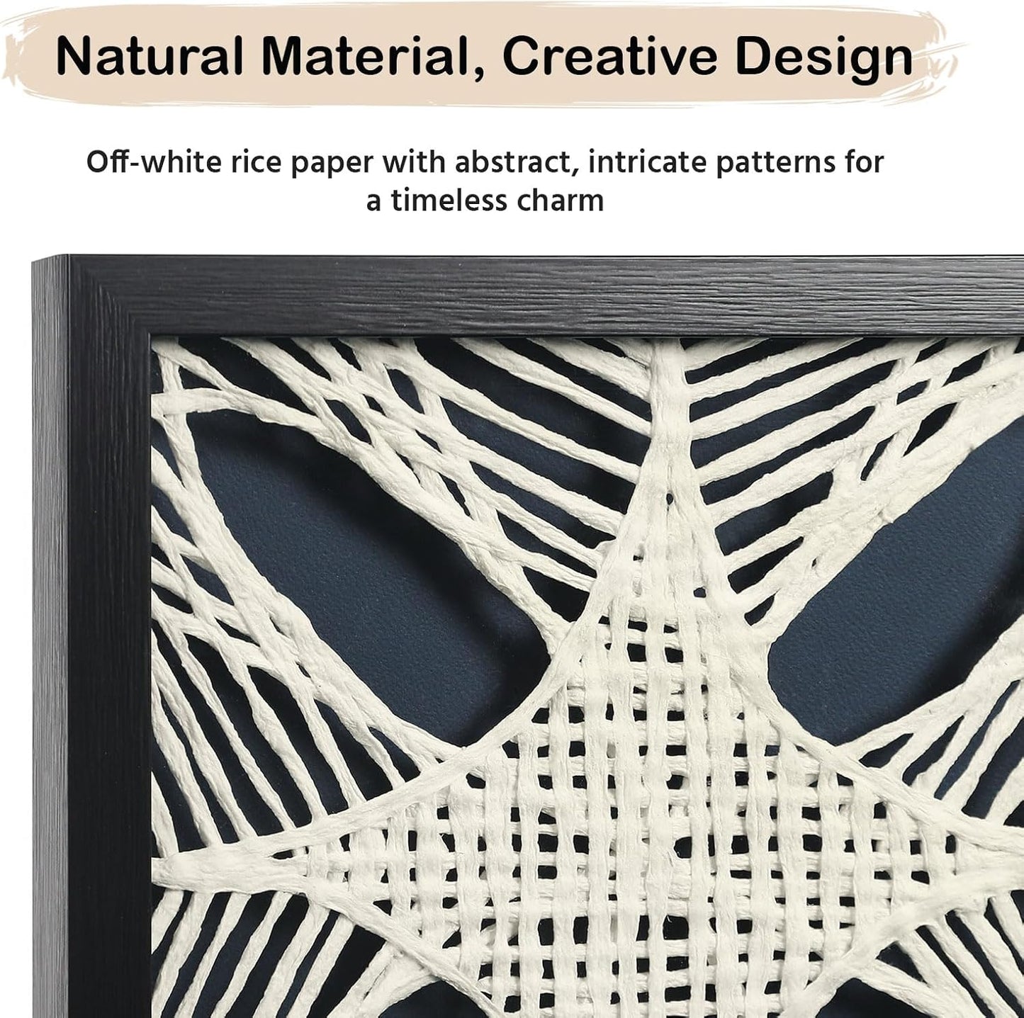 FOLKOR Abstract Framed Wall Art for Modern Home Office, 3 Pack 12" Rice Paper Black and White Wall Decor for Living Room Bedroom Entryway, Geometric Wall Hanging Shadow Box Artworks Accent Gift