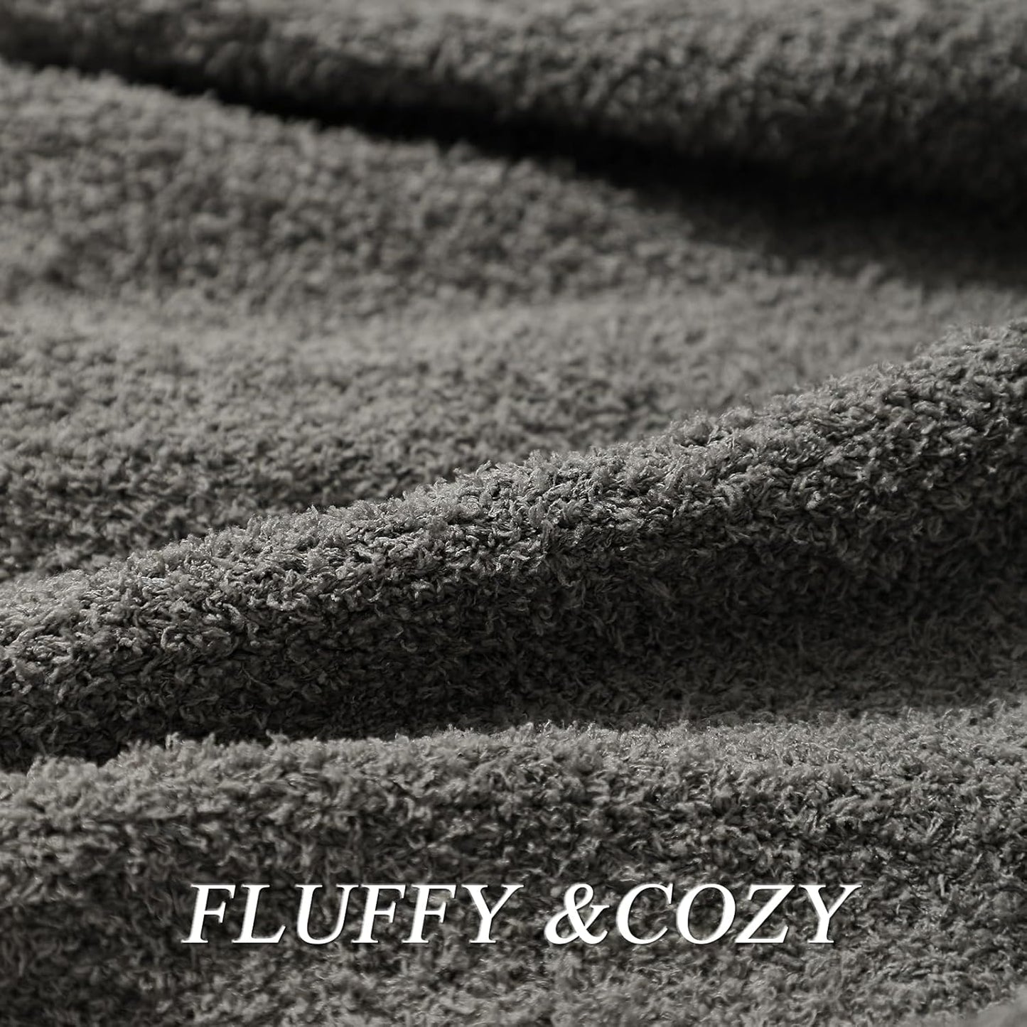 bearberry Super Soft Fluffy Throw Blanket Lightweight Cozy Warm Throw Blankets for Couch Bed Sofa All Season (Dark Grey, 53”x71”)