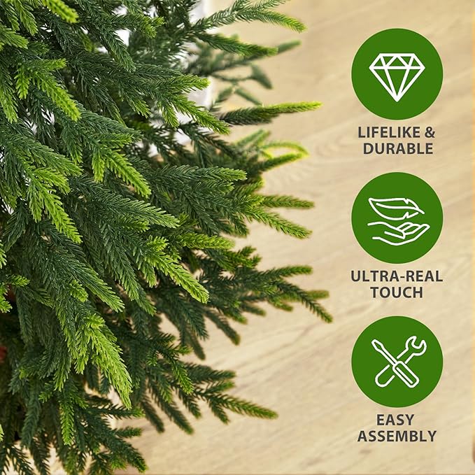 4.2 FT Real Touch Norfolk Pine Christmas Tree - Christmas Decorations - Artificial Shrubs Fake Potted Plants Faux Bushes for Christmas Decorations Outdoor Indoor Home Front Porch Decor