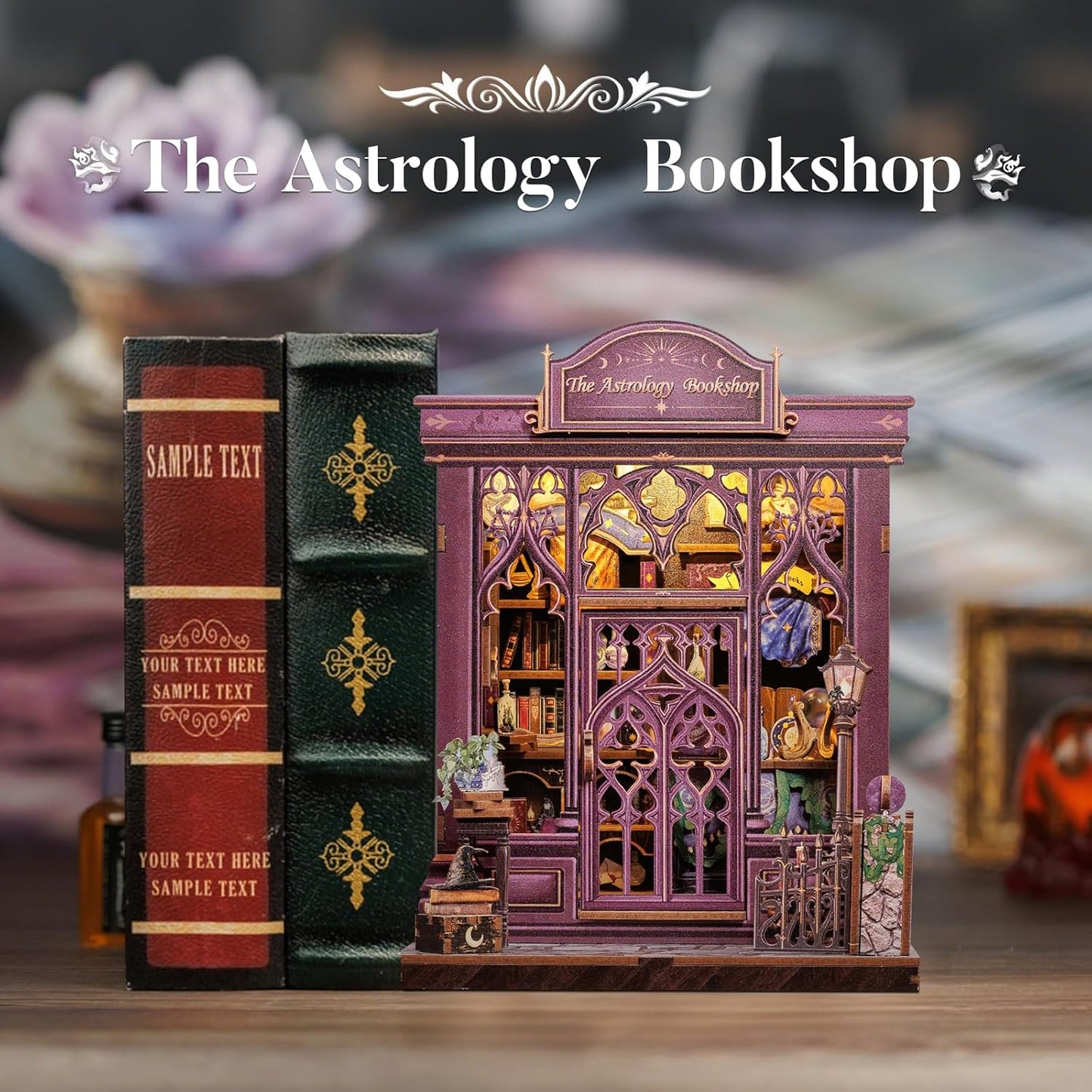 Fsolis Book Nook Kit, DIY Scene Miniature House Kit for Adults and Beginners Tiny House Mini Scale Model Booknook Craft Bookshelf Puzzle Nook Decor Gifts for Women Teenagers (The Astrology Bookshop)