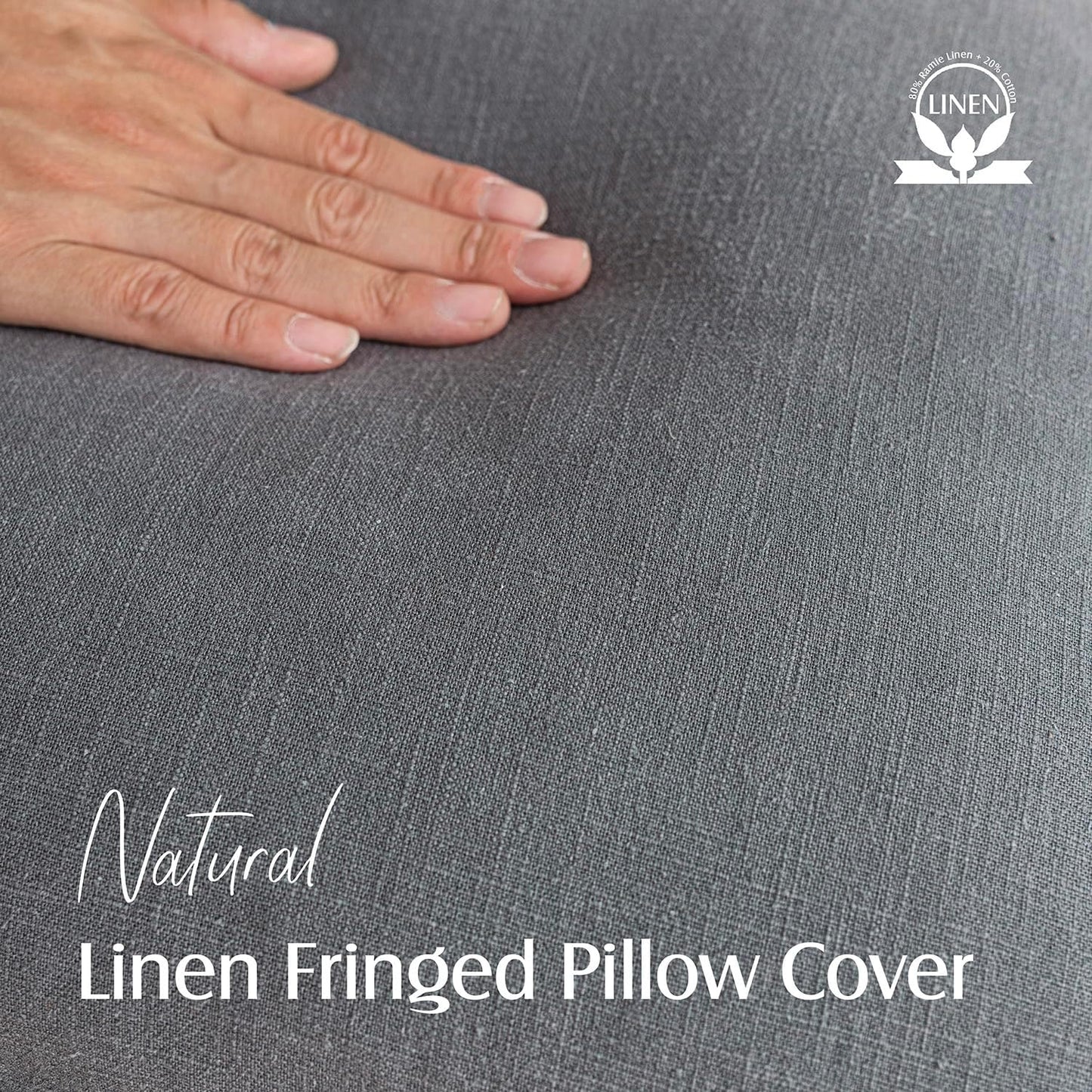 Foindtower Set of 2 Decorative Linen Fringe Throw Pillow Covers Boho Farmhouse Cushion Cover with Tassels Lumbar Accent Pillowcase for Couch Bed Sofa Living Room Home Bedroom Decor,12×24 Inch,Gray