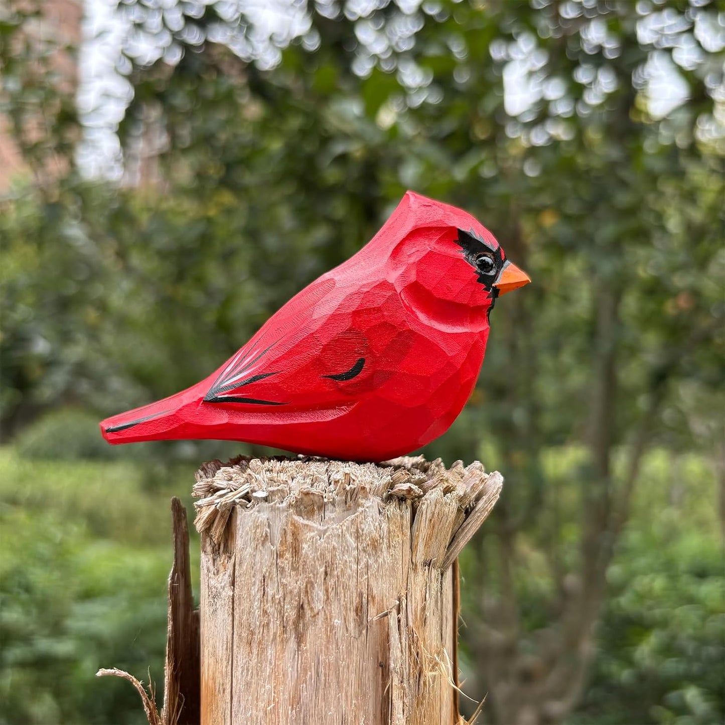 Hand Carved Bird Figurines, Hand-Painted Sculpted Wooden Birds, Wood Bird Sculptures for Home Decoration, Hand Crafted Life Like Bird Statues, Ideal Gifts for Bird Lovers (Cardinal)