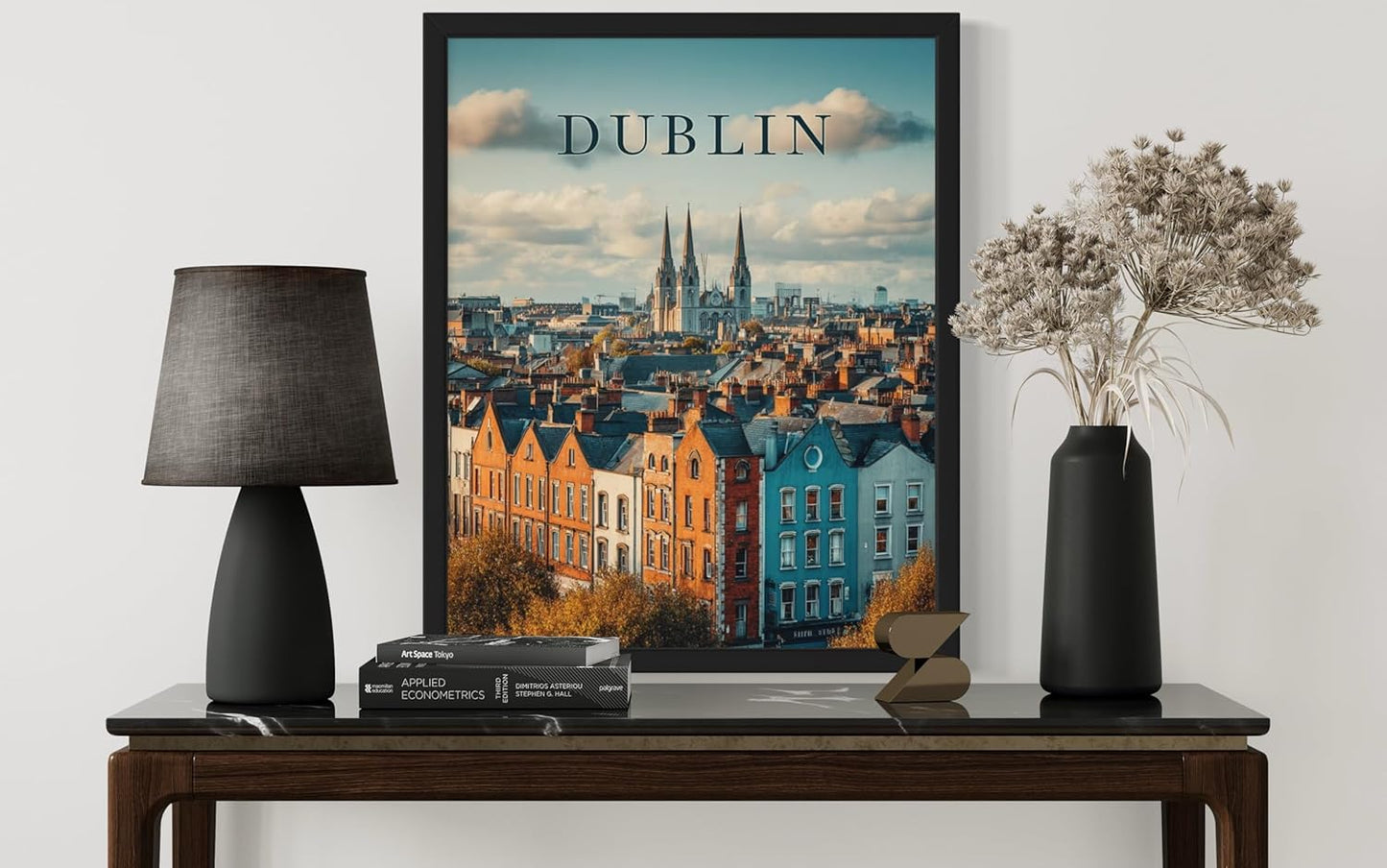 Dublin, Ireland Art Print Poster, Europe Vintage City Retro Photography Skyline Travel Bedroom Bathroom Living Room Decor 183 (Dublin, Ireland, 24 x 36 inches, Black Frame)