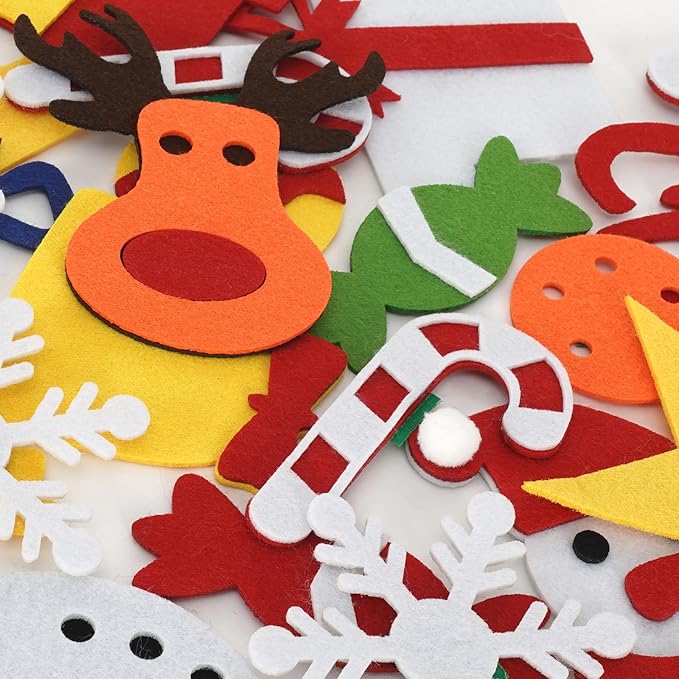 3.2 Ft Felt Christmas Tree for Toddlers with 32 Detachable Ornaments and String Lights, Xmas Gifts, Door Wall Hanging Decorations Indoor