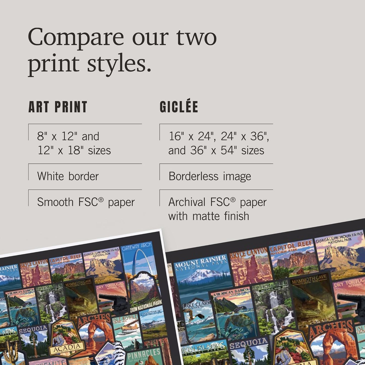 Lantern Press 12x18 Inch Art Print Wall Decor, Protect Our National Parks, Collage