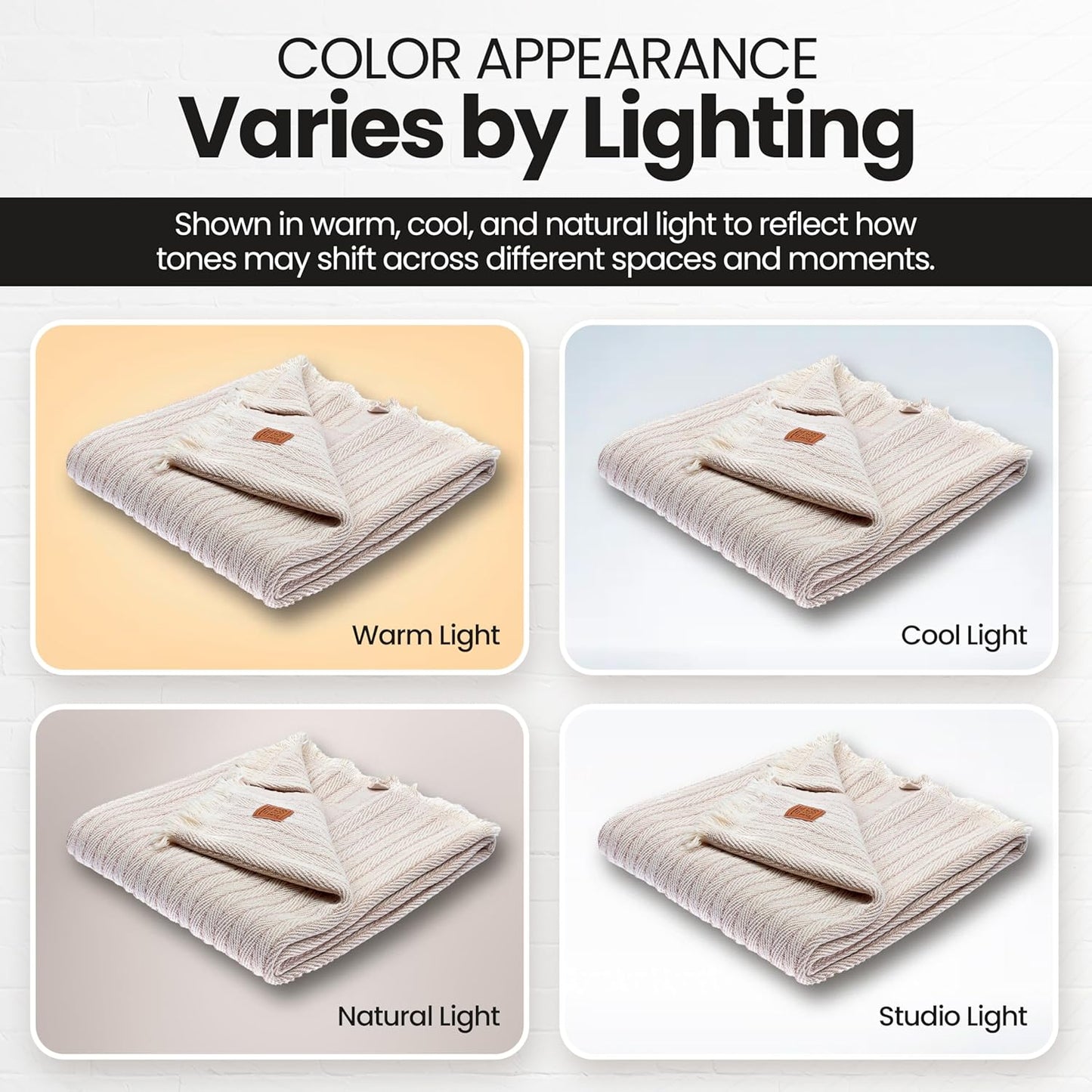 Gold Case Throw Blanket for Couch - 100% Recycled Turkish Cotton Blankets & Throws - Vintage Soft Throw Blankets for Living Room - Boho Decorative Woven Couch Blanket - 60x80 - Beige