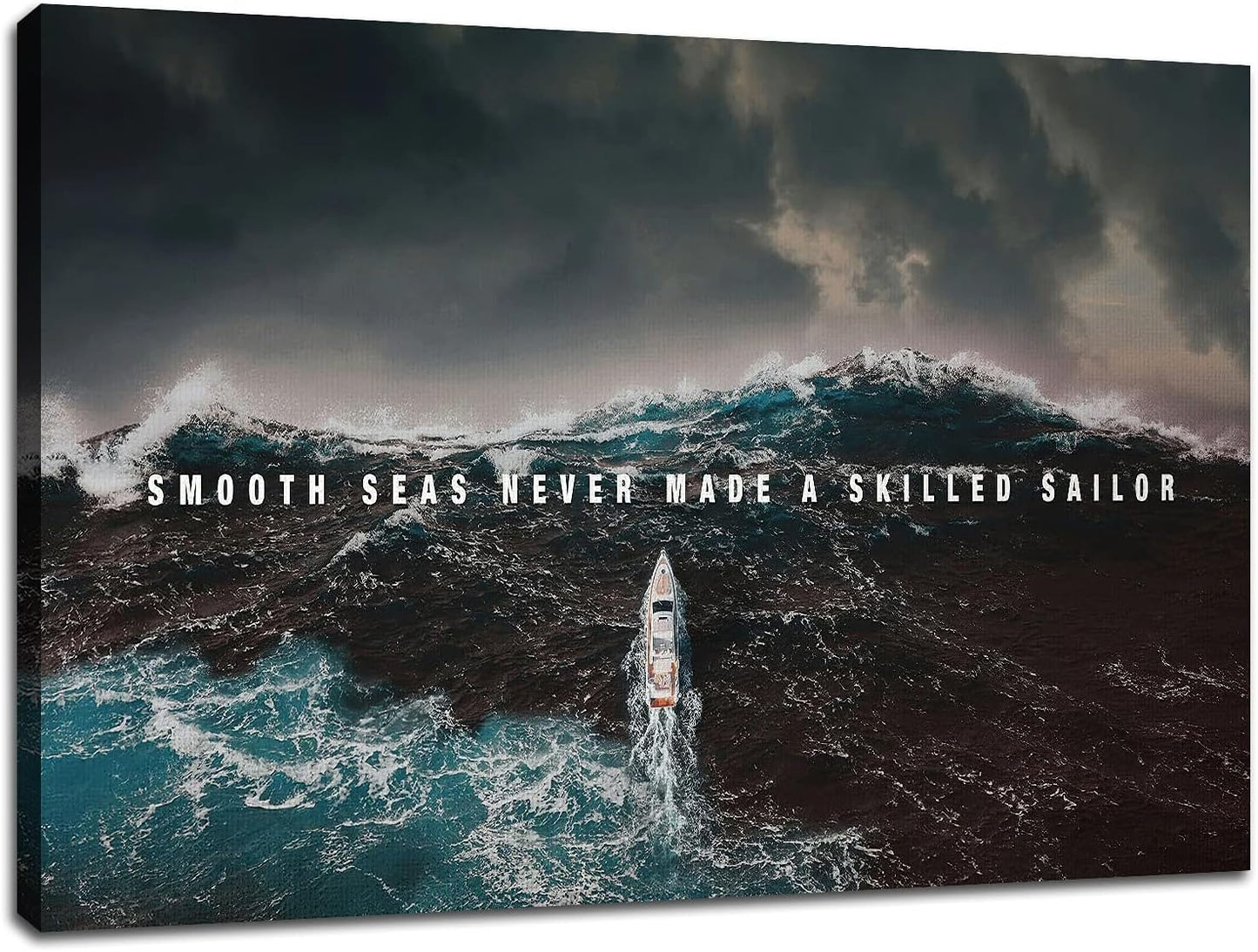 GoForArt Inspirational Canvas Wall Art, Famous Quote Prints Motivational Wall Decor, Boat Sea Poster for Office Living Room, Ocean Bedroom Dining Room Artwork Home Decoration 24x36in