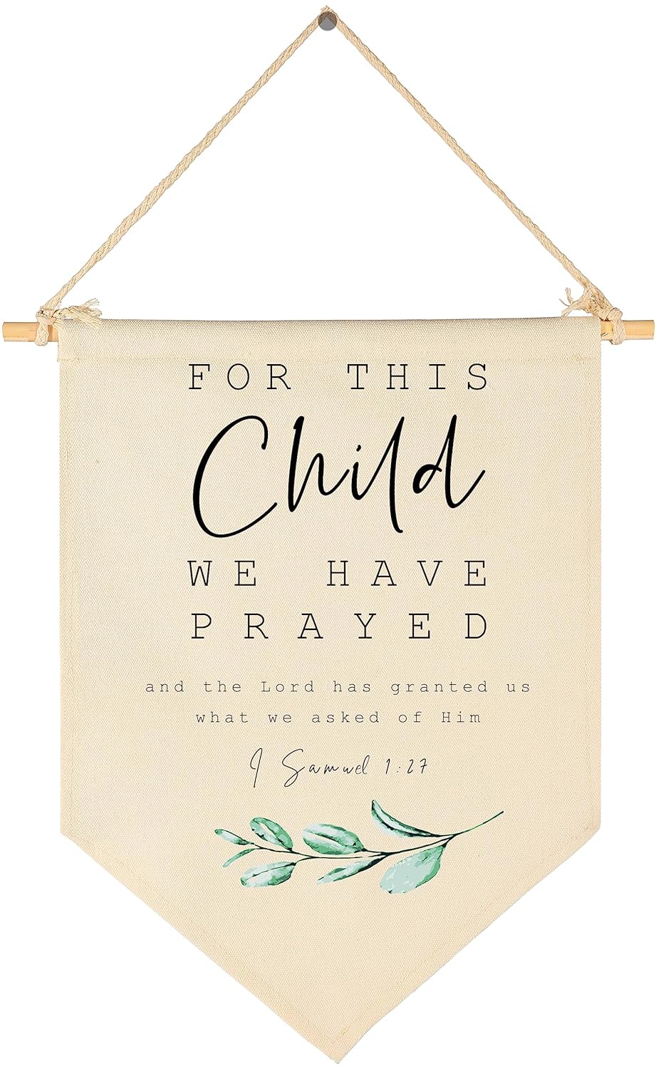 For This Child We Have Prayed-Bible Verse Decor-Scripture Sign-Flag Decor Gifts for Baby Boys Girls Newborn Kids-Banner Wall Sign Gifts for Nursery Baby Room Playroom Bedroom Front Door